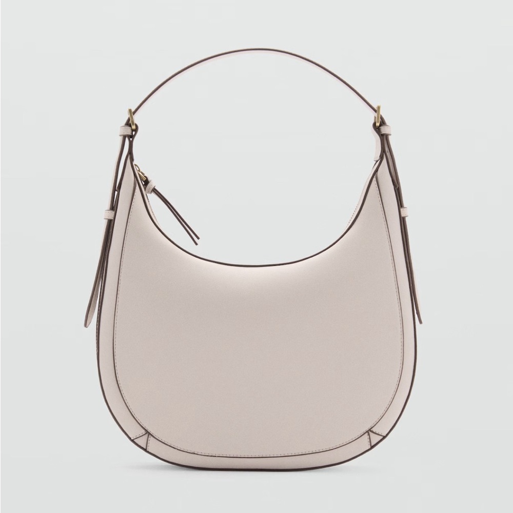MANGO Off White Shoulder Bag with Crescent Silhouette Shoulder Bag